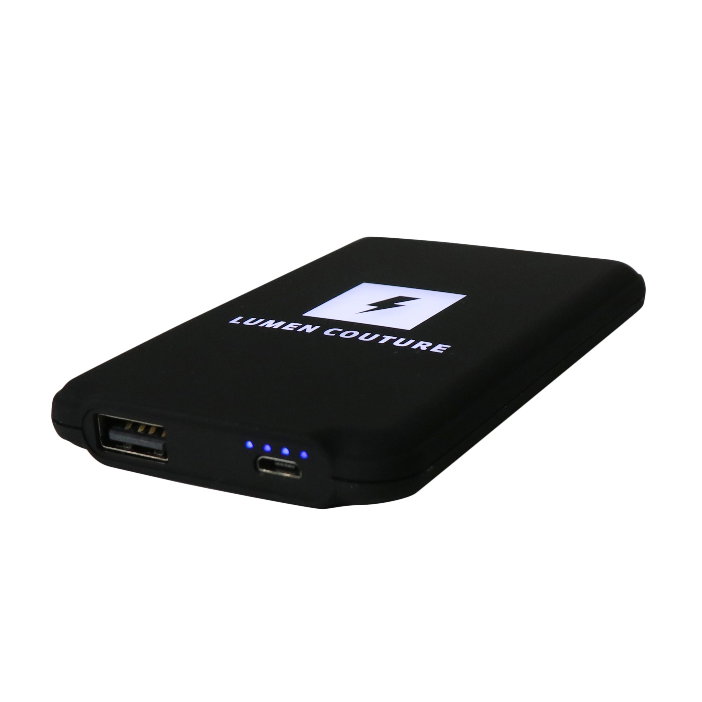 Wearable tech battery pack side view showing slim profile
