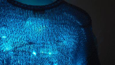 LED sweater displaying different lighting patterns for wearable fashion