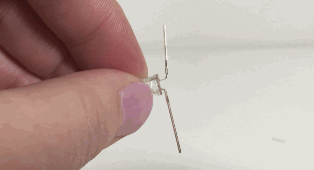 Bending LED posts at 90-degree angles for sewable wearable electronics