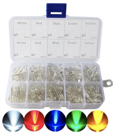 Multicolor LED set in two sizes for DIY sewable wearable tech