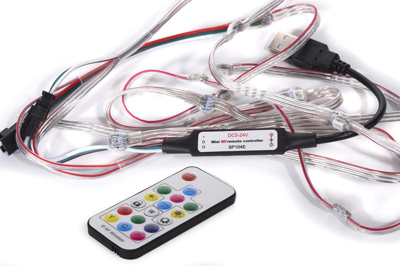 LED strand kit detail for wearable light-up skirt construction