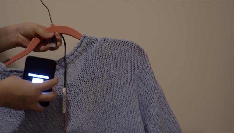 Battery pack attached to power DIY LED light-up sweater