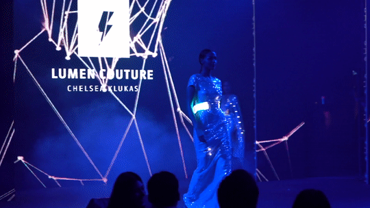 LED sequin dress showing flex strand glow