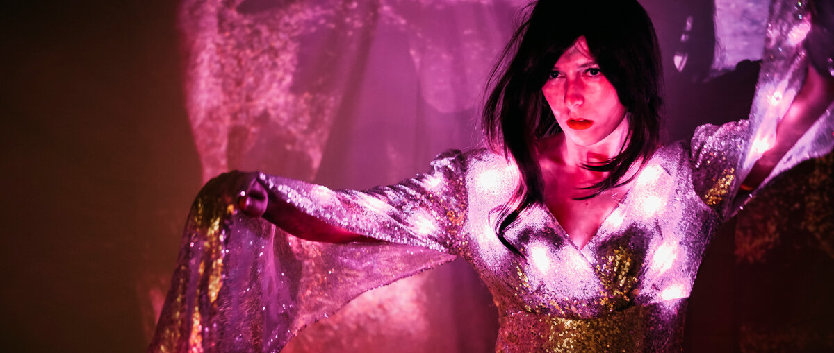 Stardust Jumpsuit showing flex LED strands in a finished garment